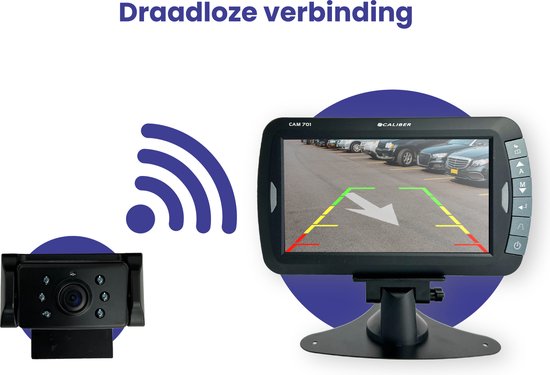 Caliber draadloze achteruitrijcamera voor Auto Caravan Camper - Achteruitrij camera set - Achteruitrijcamera draadloos 7 Inch Scherm - Nachtzicht - Waterbestendig (CAM701) van Caliber — afbeelding 2