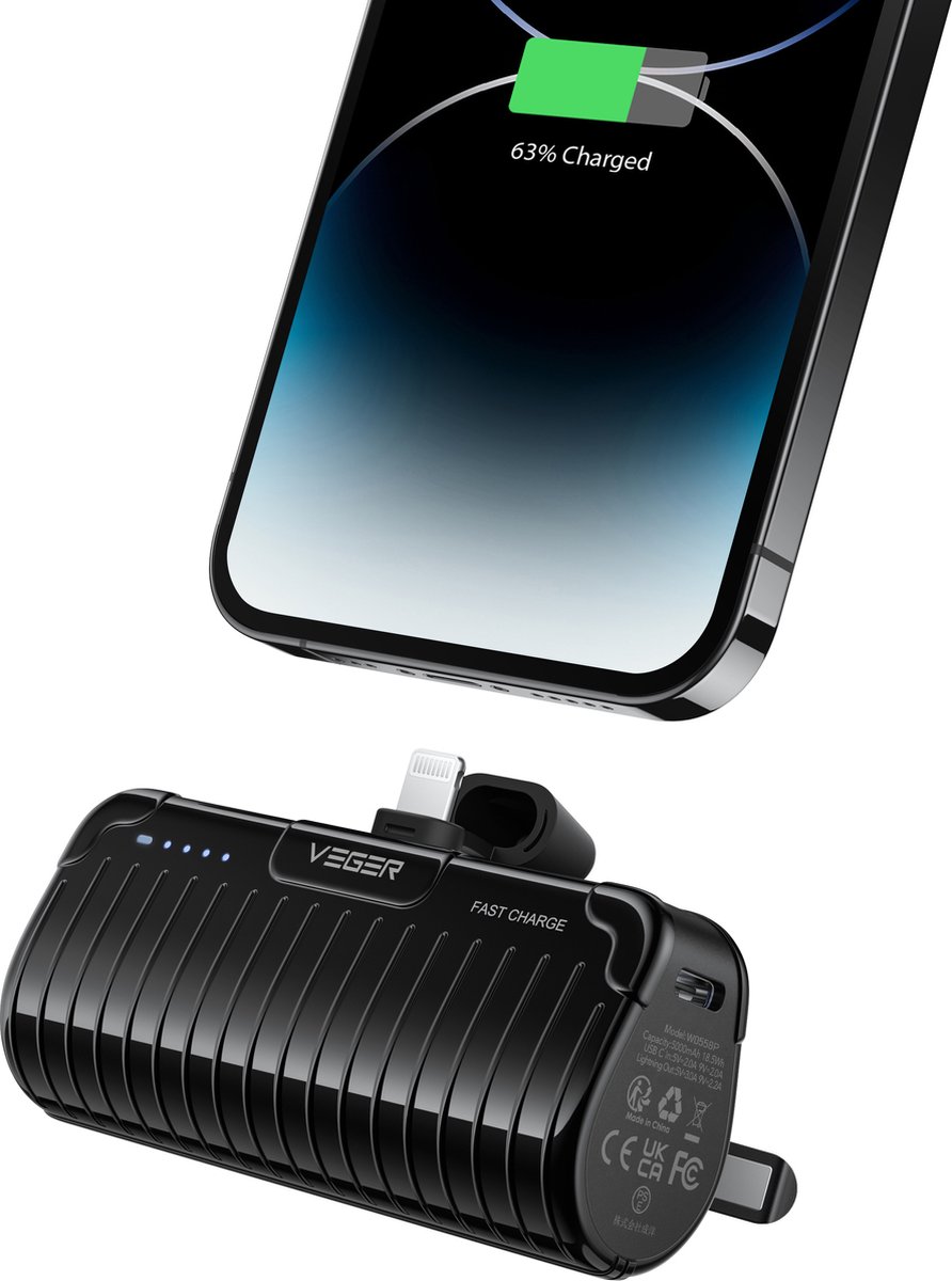 Veger mini handige powerbank met opvouwbare standaard 5000mAh