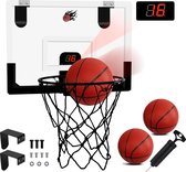 Mini-basketbalkorf, indoor basketbalkorf voor kinderen, met scoring-functie en geluidstips, basketbalkorf, wandmontage met 3 mini-basketbal en luchtpomp