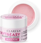 Claresa Keratine Builder Gel Soft & Easy Glam Pink 12gr. - Glitter, Lichtroze - - Gel nagellak