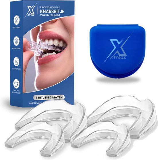 Xtrazz® Protège-dents anti-grincement - 4 pièces - Orthèses de nuit - Protège-dents - Protège-dents anti-grincement - Contre le bruxisme et le grincement