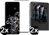 Samsung Galaxy S22 Ultra Protecteur d'écran 2x + Protecteur d'appareil photo 2x - Protecteur d'écran - Glas trempé - Couverture complète - Compatible avec les empreintes digitales - Courbe 3D