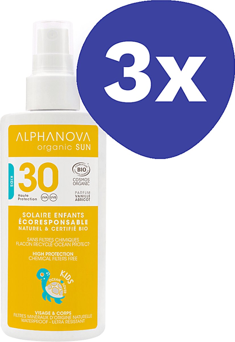 Goedkoopste Alphanova Sun BIO SPF 30 KIDS Zonnebrand Spray (3x 125g