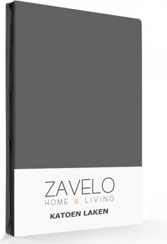 Zavelo Laken Deluxe Antraciet - 100% Katoen - 1-persoons 150x250 cm - Bovenlaken - Onderlaken - Extra Zware Kwaliteit - Super zacht - Hotelkwaliteit
