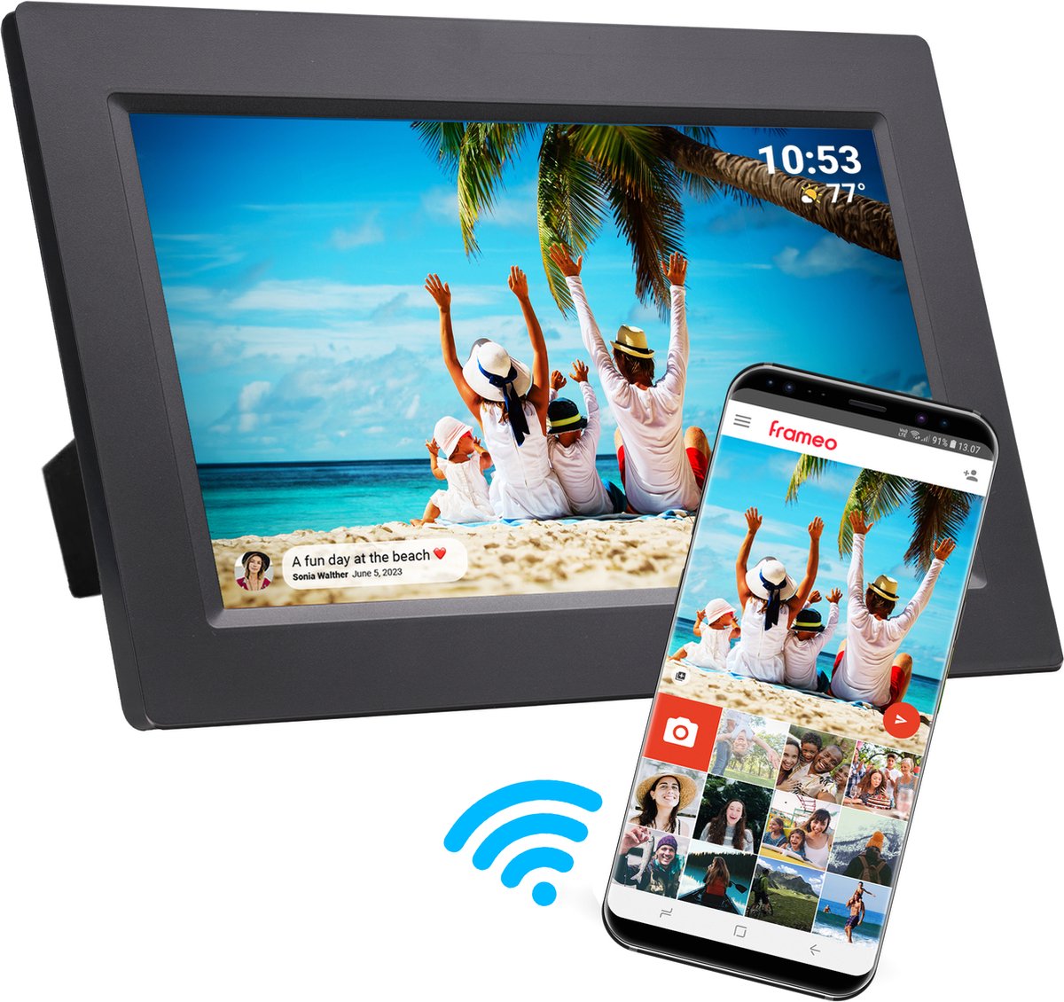 Denver PFF-1015 - Digitale fotolijst - Fotokader - 10.1 inch - IPS touchscreen - WiFi - Frameo software - 16GB - Zwart