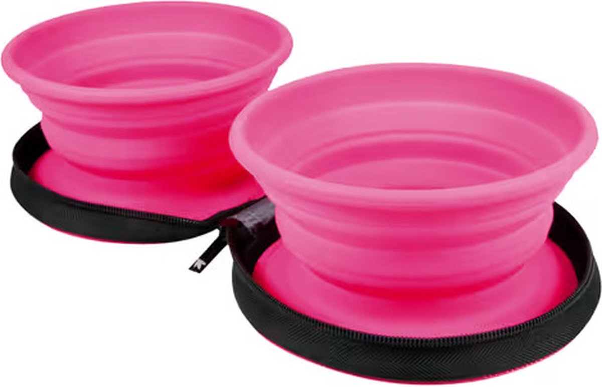 Kiwi Walker - Voer En Drinkbak - Hond - Voor Onderweg - Fuchsia - 2x 350ML
