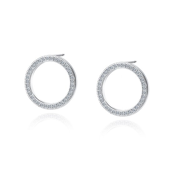 Zilveren Oorstekers - Dames Oorbellen Zilver - Zilver 925 - gerhodineerd zilveren oorbellen met zirkonia - Amona Jewelry