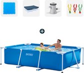 Intex zwembad - Complete set - 260x160x65 cm - Inclusief zwembadtegels - Afdekzeil - Filterpomp - Duikspeelgoed