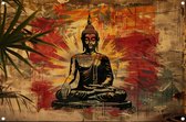 Boeddha posters - Religie tuinposter - Tuinposter Graffiti - Muurdecoratie tuin - Schuttingdoek - Tuin decoratie wanddecoratie tuinposter 75x50 cm