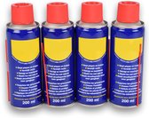 Voordeelverpakking: Set van 4 WD-40 Multispray 200 ml - Veelzijdig Smeermiddel en Bescherming tegen Roest en Corrosie - 16.5cm x 5cm