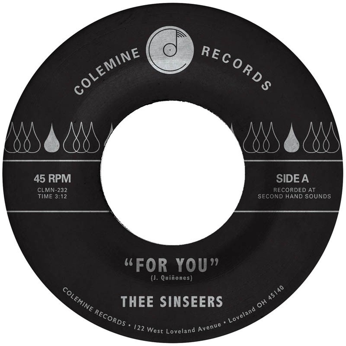 Thee Sinseers - For You (7" Single) (Coloured Vinyl) (Limited Edition)