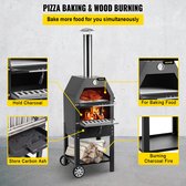 Wise® Hout Gebakken Pizza Oven Met Wielen & Handgreep - Draagbaar - Tuin - BBQ.