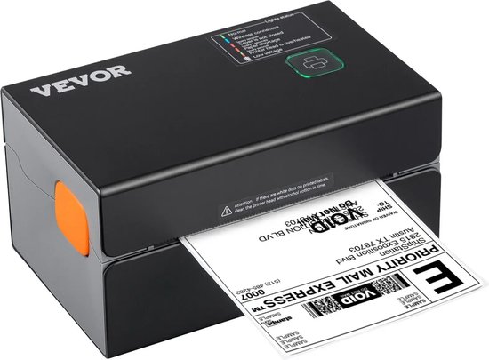 Vevor - Draagbare printer - Thermal printer - Labelprinter - Sticker Printer - Draagbaar - Kantoor - School - Label Printer - Incl power adapter en Usb kabel - 300Dpi voor 4x6 -Zwart