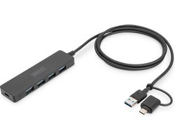 Digitus Usb Hub Splitter Adapter Voor Laptop Computer 4 Usb A-Poorten