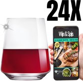 Verre à vin TEN® Elite sans support 510 ml - 24 pièces + 34 recettes culinaires - Verre à vin sans pied - Verre en cristal - Petits Verres à vin - Verre gobelet
