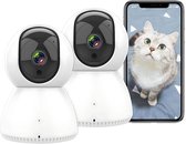 Huisdiercamera - Hondencamera met App - Petcam - Beveiligingscamera met Wifi - 2 Stuks - Wit