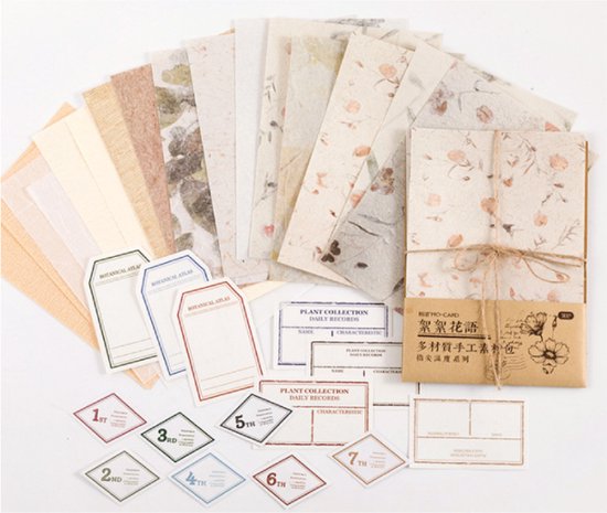 Foto: Journaling papier set 30 vellen vintage dried flowers bloemen voor o a bulletjournal scrapbooking en kaarten maken