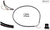 Bob Online™ - 4 Stuks - Zwart - Gewaxte Kettingkoord met 12mm Karabijnsluiting – 4 Pieces – Black – Wax Cord Necklace with 12mm Lobster Clasp – DIY Jewelry Making – Doe-het-zelf Sieraden Maken Ketting