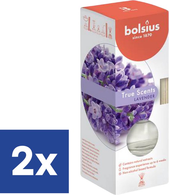 Bolsius Geurstokjes True Scents Lavendel - 2 x 45 ml