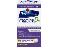 Davitamon Vitamine D Volwassen - vitamine D3 volwassenen - Smelttablet 75 stuks