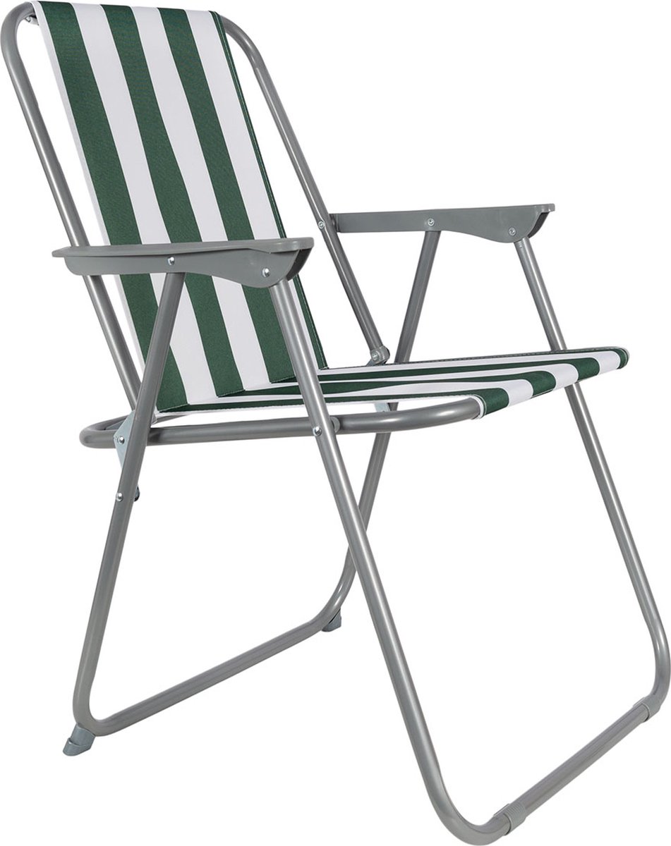 EASTWALL Klapstoel - 52 x 47 x 75 cm (BxDxH) - Campingklapstoel - Opvouwbare Campingstoel - Vouwstoel - Waterafstotende Hoes - Lichtgewicht - Groen/wit