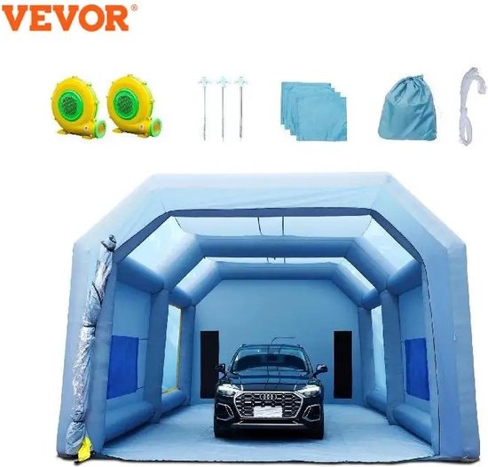 Bolmans - Tente de peinture - Tente de peinture gonflable - Tente de peinture gonflable pour voiture - Cabine de pulvérisation - DIY - 7x4x2,75m - PVC - Cabine de peinture - Incl. Système de filtre à air,