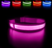 Honden halsband LED - Roze - Maat L - USB oplaadbaar - 10 uur lang - Lichtgevende hondenhalsband - 100% waterdicht - Super helder licht - Voor huisdieren