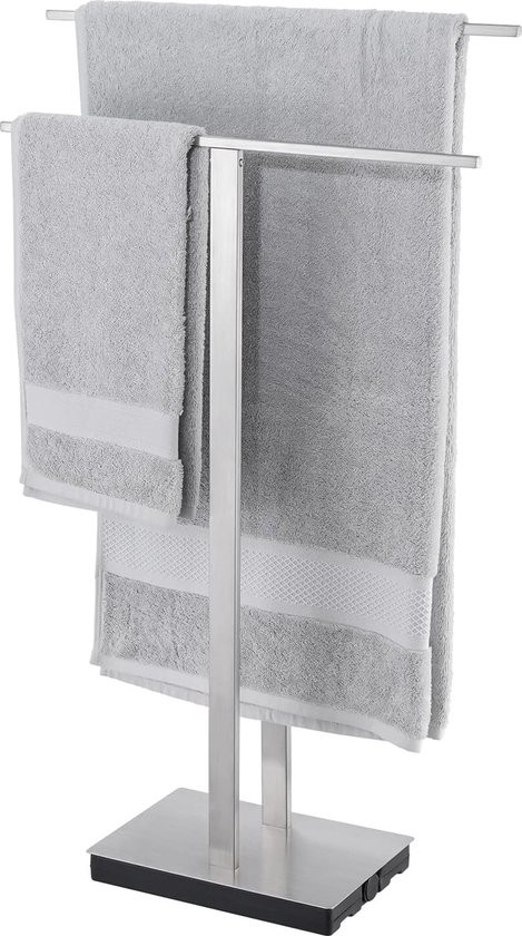 mDesign - Handdoekenrek - ideale badkamerorganizer - voor badhanddoeken, handdoeken of kleding - deurbevestigiging/hangend/met 3 stangen en 2 haken - mat satijn