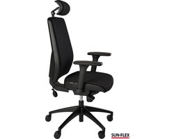 SUN-FLEX®OFFICECHAIR HB - Ergonomische bureaustoel - Zweedse kwaliteit - goede prijs/kwaliteit verhouding - lendensteun oppompbaar - afneembare 4D armleuningen en 3D hoofdsteun - volledig instelbaar - recyclebare materialen - belasting tot 120 kg
