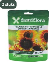 Famiflora zonnebloemenmix bloemenzaden - 2 stuks - Mengsel van 8 zonnebloemsoorten - Voor 50m²