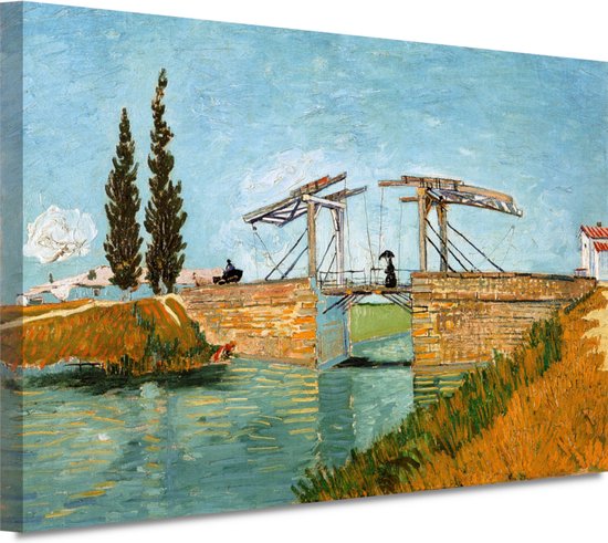 De ophaalbrug - Vincent van Gogh schilderijen - Brug portret - Schilderij op canvas Architectuur - Landelijke schilderijen - Schilderijen canvas - Wanddecoratie 100x75 cm