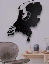 BT Home - Puzzle Kaart Nederland muurdecoratie - Wanddecoratie - Zwart - Houten art - Muurdecoratie - Line art - Wall art - Bohemian - Wandborden - Woonkamer - 70x50 cm
