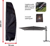 Luxe parasolhoes met ingebouwde stok en rits voor zweefparasol | 265 x 70 cm | Waterdicht | Rits | Stok | Geschikt voor parasols tot 350 cm | Zwart