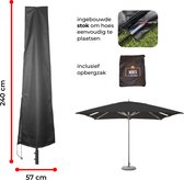 Luxe parasolhoes met ingebouwde stok en rits voor staande parasol | 240 x 57 cm | Waterdicht | Rits en stok | Geschikt voor parasol van 300 cm
