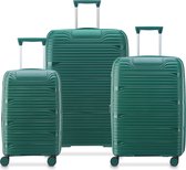 Bol.com Securitech By Delsey Paris - Kofferset Dune - 3 delig - Handbagage 48L + ruimbagage 94L en 133L - Groen aanbieding