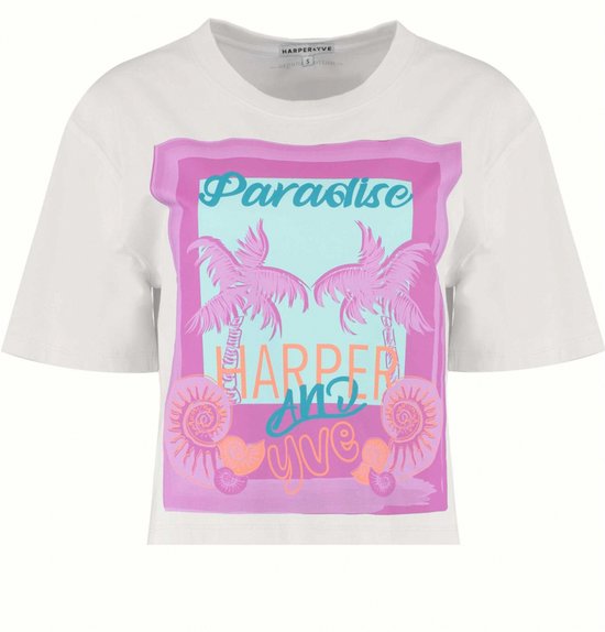 HARPER & YVE Cropped T-shirt Paradise Cream White - Maat S