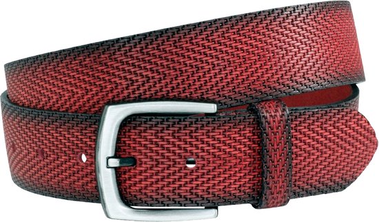 LINDENMANN leren heren riem - rood - Maat: