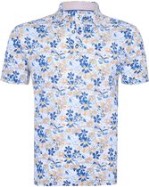 R2 Amsterdam - Polo Tech Knitted Print Lichtblauw - Modern-fit - Heren Poloshirt Maat S