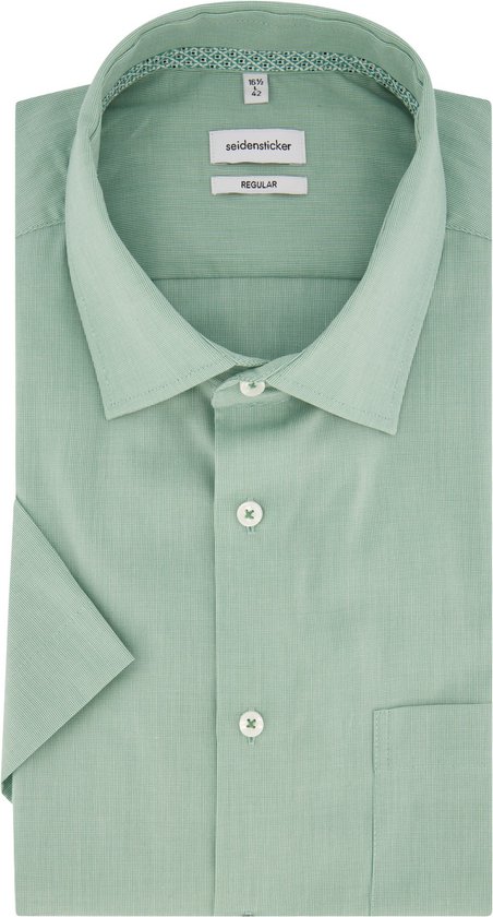 Seidensticker casual overhemd korte mouw groen