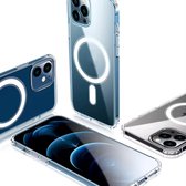 Optimity hoesje voor iPhone 13 PRO MAX Clear Case Magnetic Schokbestendig Transparant + Privacy Anti-Spy Gehard Glas Schermbeschermer