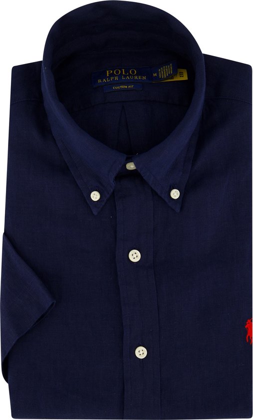 Ralph Lauren overhemd korte mouw donkerblauw
