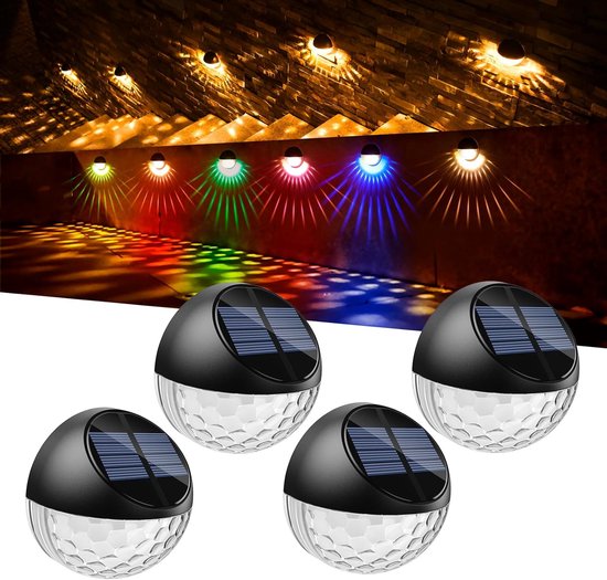 Anmossi Solar Tuinverlichting 6 Stuks - RGB Buitenlamp Op Zonne-Energie Met 10 Verlichtingsmodi - Waterdicht Voor Hek, Terras & Tuin