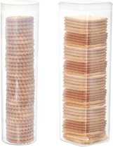 Set van 2 plastic koekjescontainers, koekjespotten, koekjescrackers, koekjesopslagcontainers, voedselopslagcontainers met deksels (ronde en vierkante set)