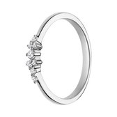 Lucardi - Dames Zilveren ring asymetrisch zirkonia - Ring - 925 Zilver - Zilverkleurig - 15.5 / 49 mm