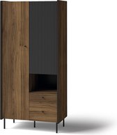 Prestigo P1 -kledingkast - twee deurs opengaande - 88 cm - hanger - planken - lades - hoge poten - industrieel design - slaapkamermeubel - Maxi Maja