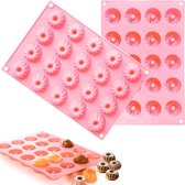 Set van 2 mini-bundt-cakevormen siliconen bundt-cakevorm kleine Savarin-vorm siliconen herbruikbare muffinvormpjes 29 x 19,5 x 2,2 cm