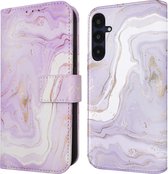 iMoshion Hoesje Geschikt voor Samsung Galaxy A35 Hoesje Met Pasjeshouder - iMoshion Design Bookcase smartphone - Paars / Purple Marble