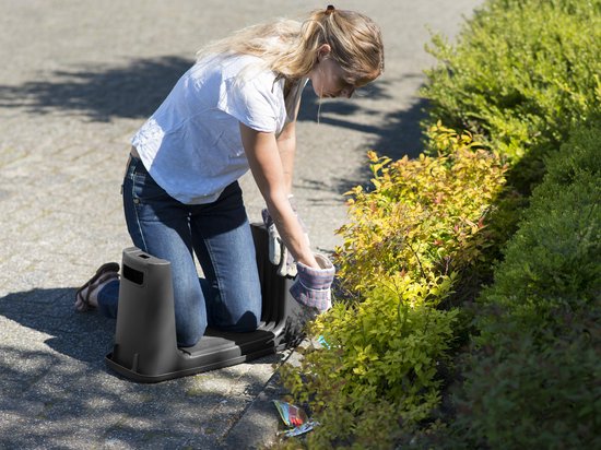 Nature - Tuinkruk 2-in-1 - Tuinzit/-knielkruk - tuin werkbank - Antraciet - H34 x 66 x 25cm van Nature — afbeelding 4