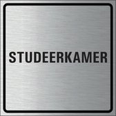 Studeerkamer bordje, geborsteld aluminium 150 x 150 mm