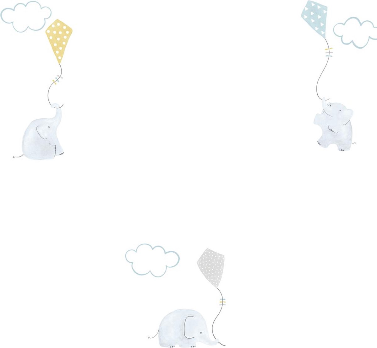 Casadeco My Little World behang olifanten blauw grijs lime